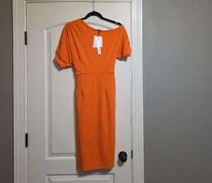 Lily Bold Orange Midi Dress